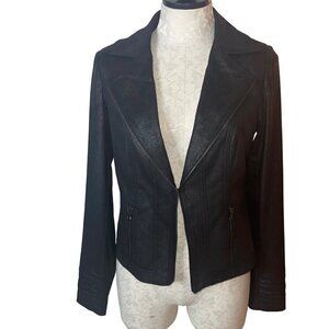 Charlie B Womens Jacket Size Extra Small Faux Black Suede Perfecto Classic